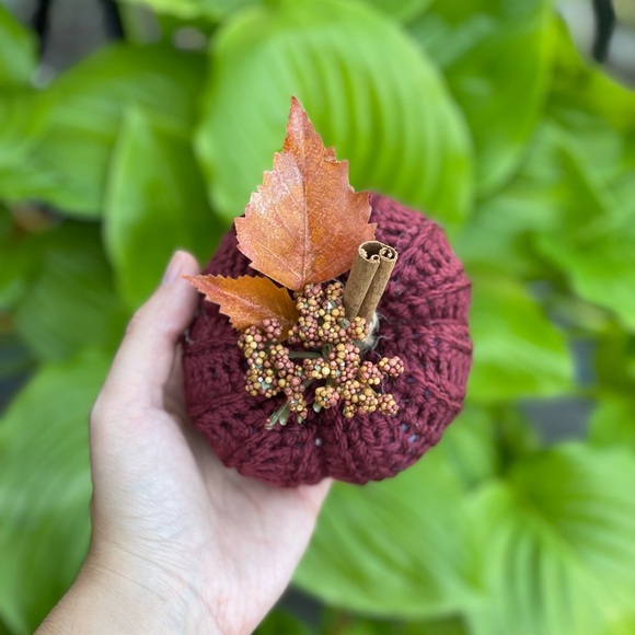 Fall Decor - Handmade Crochet Burgundy Pumpkins -
Set of 3 Small - Picture 3 of 6